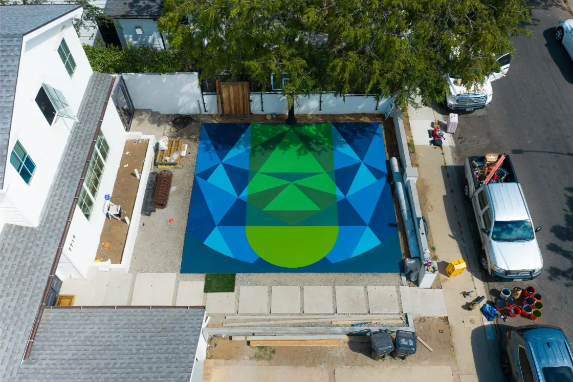 Abstract Green Court Art