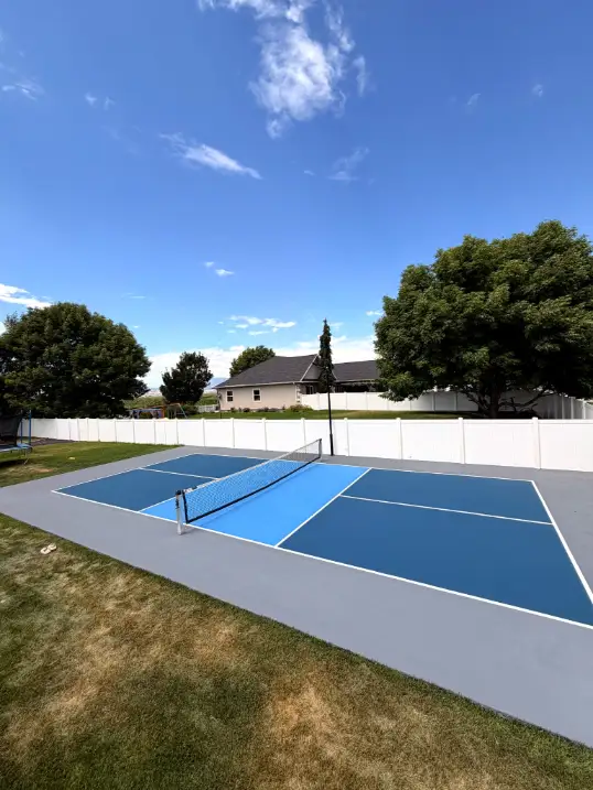 Residential backyard pickleball court