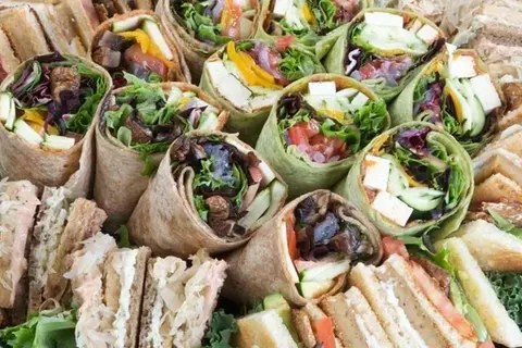 A Main Event platter of wraps and sandwiches