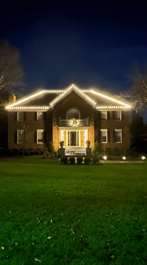 Holiday tree wrapping with red and green LED lights - Christmas light installation NJ
