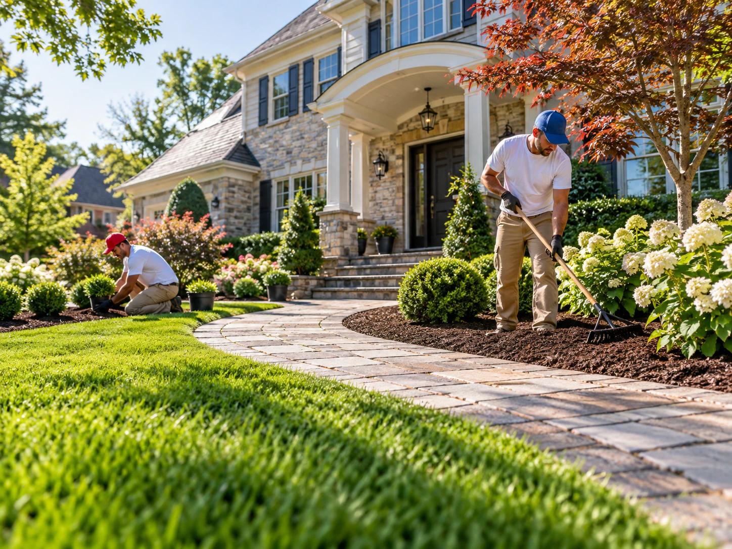 Landscaping team improving an outdoor property in Ridgewood, NJ