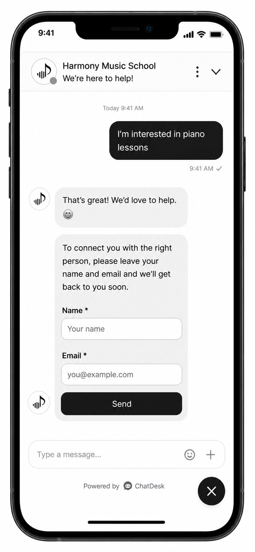 Basic chatbot example