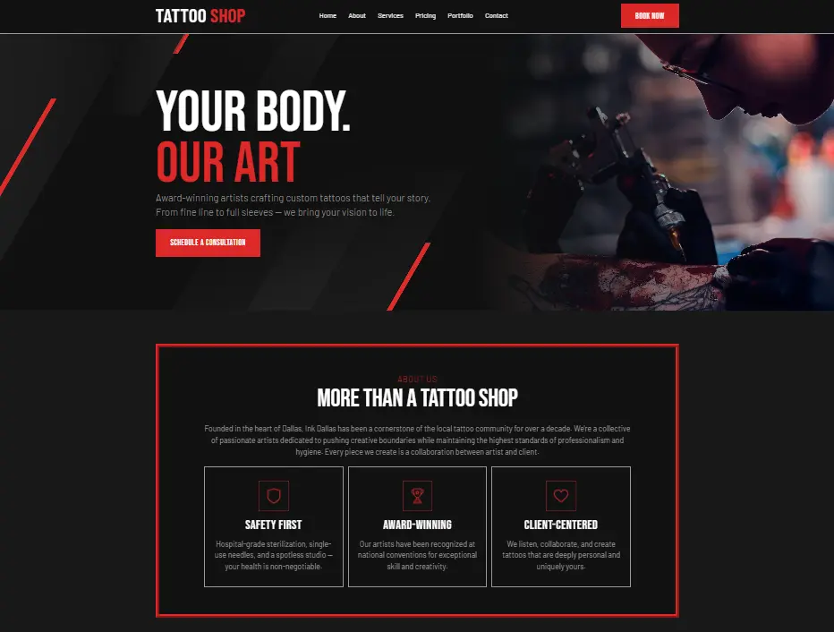 Design de site web moderne pour salon de coiffure ou barbier