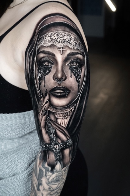 Black & Gray tattoo by Luis Farrera NYC 3