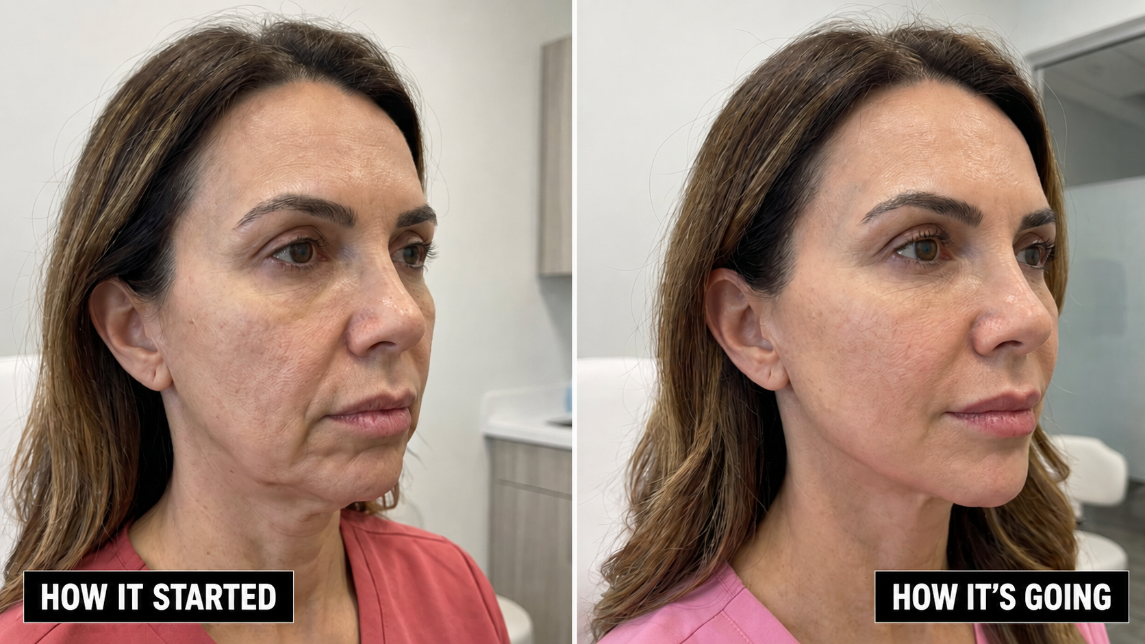 Morpheus8 before and after — skin tightening around the mouth and neck
