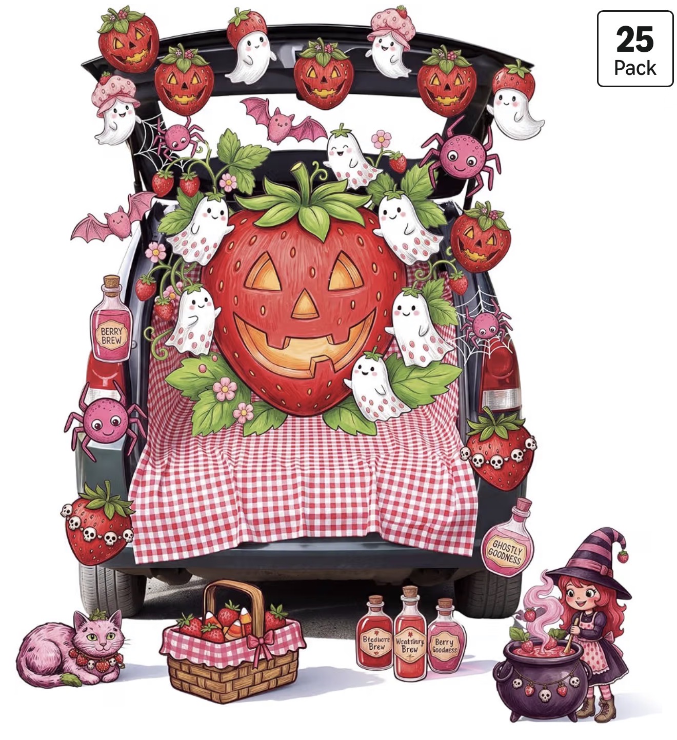 Strawberry trunk or treat kit
