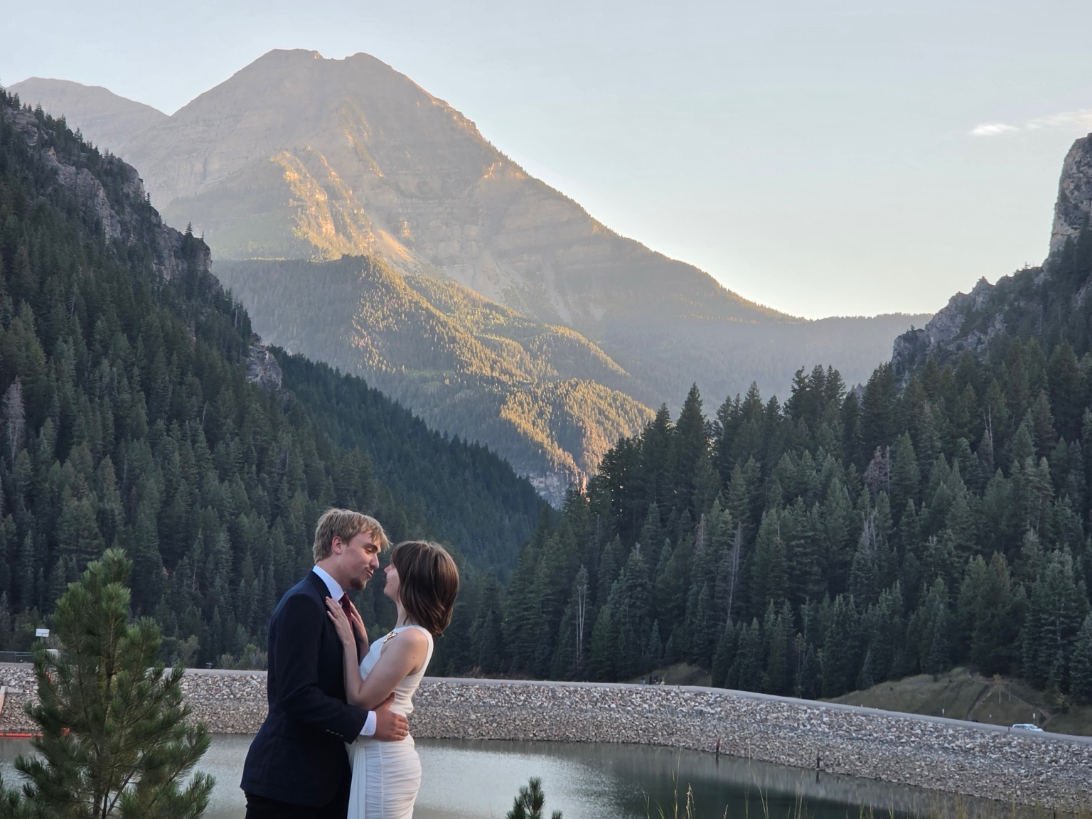 Andrew and Brook together beside a mountain lake