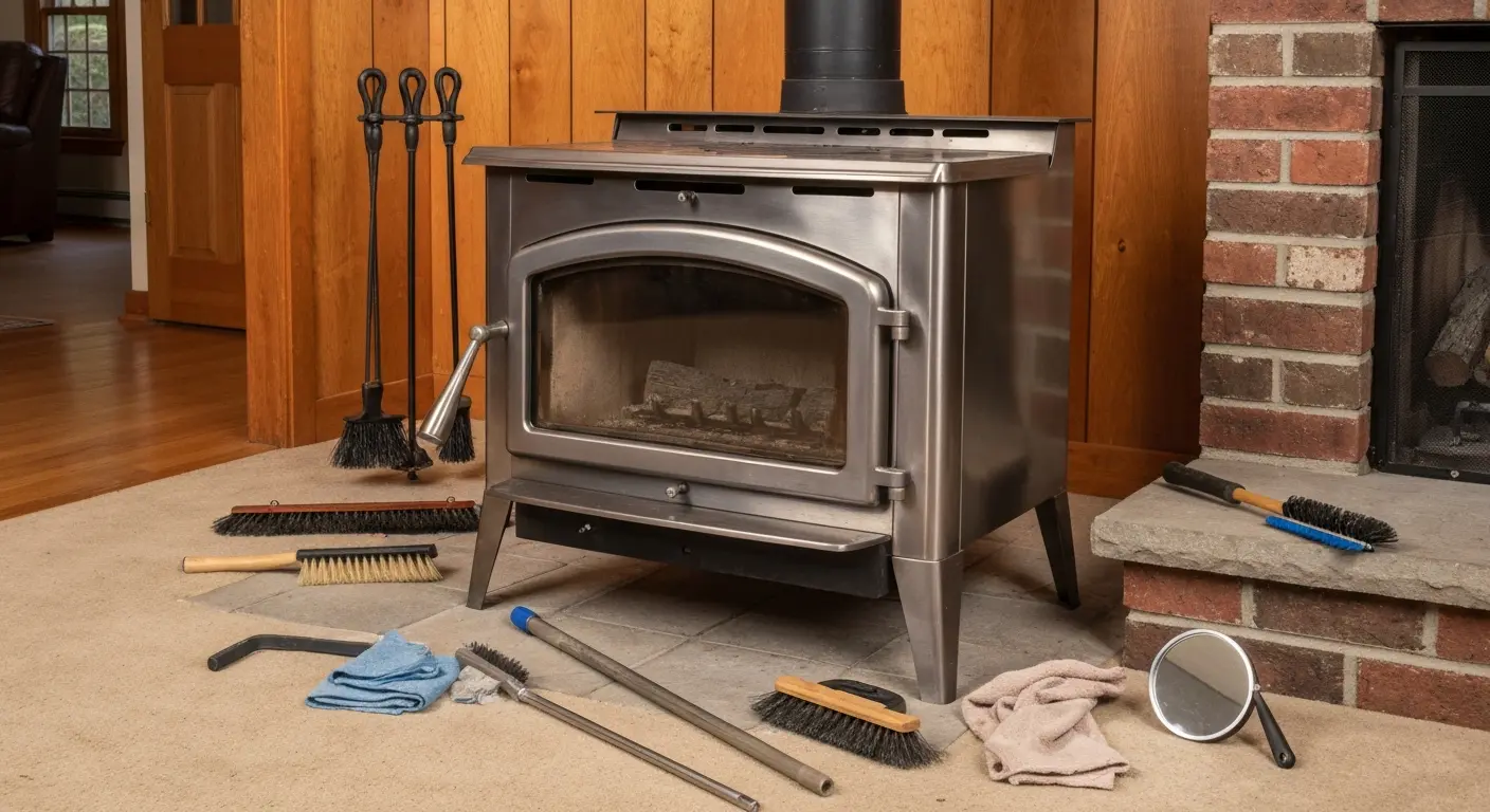 Wood stove and fireplace insert cleaning