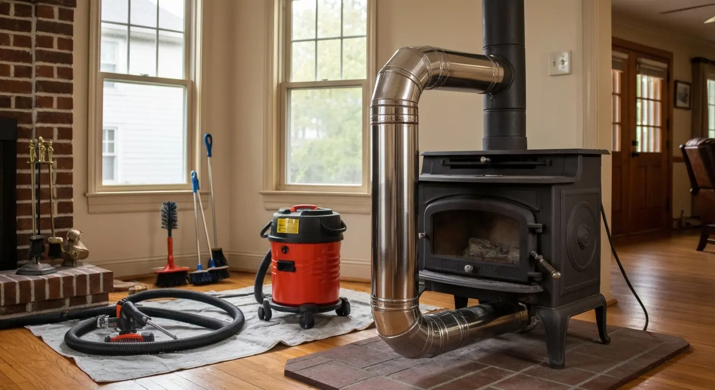 Wood stove chimney cleaning