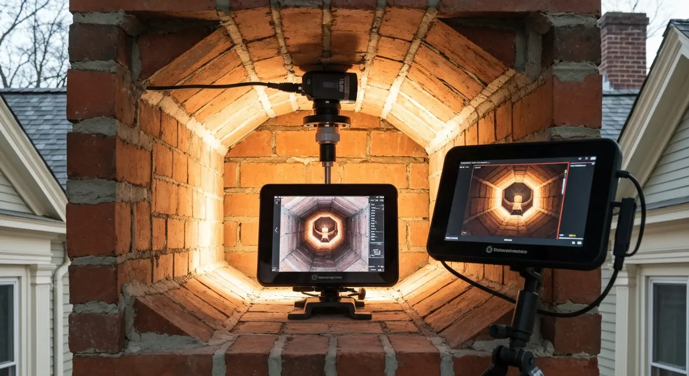 Chimney inspection using video equipment in Morristown
