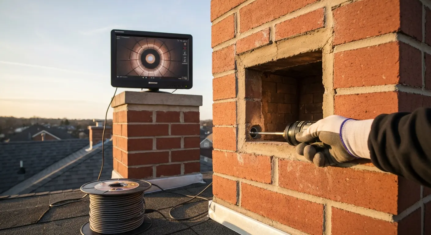 Level 2 chimney inspection with video camera