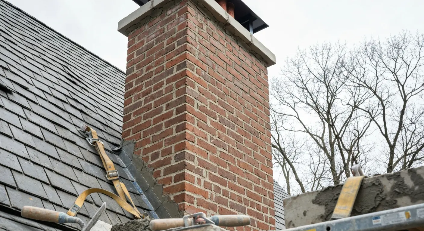 Masonry chimney repair work
