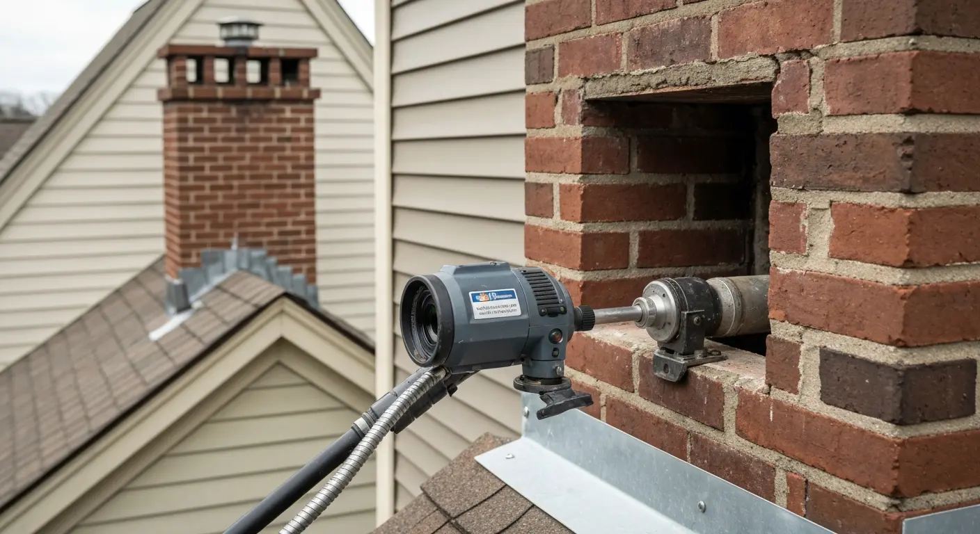 Chimney inspection with video camera