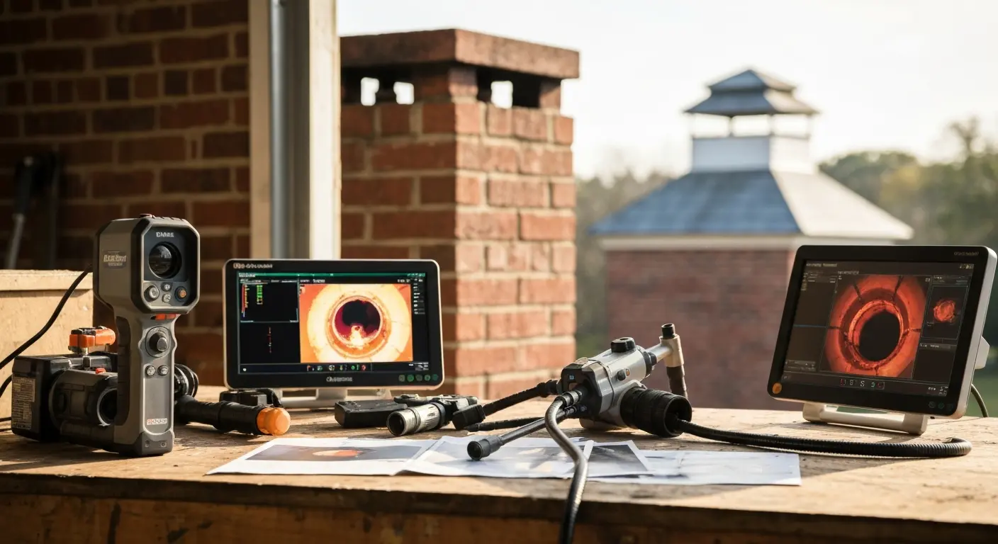 Chimney inspection with camera technology
