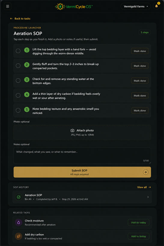 Guided SOP steps on screen