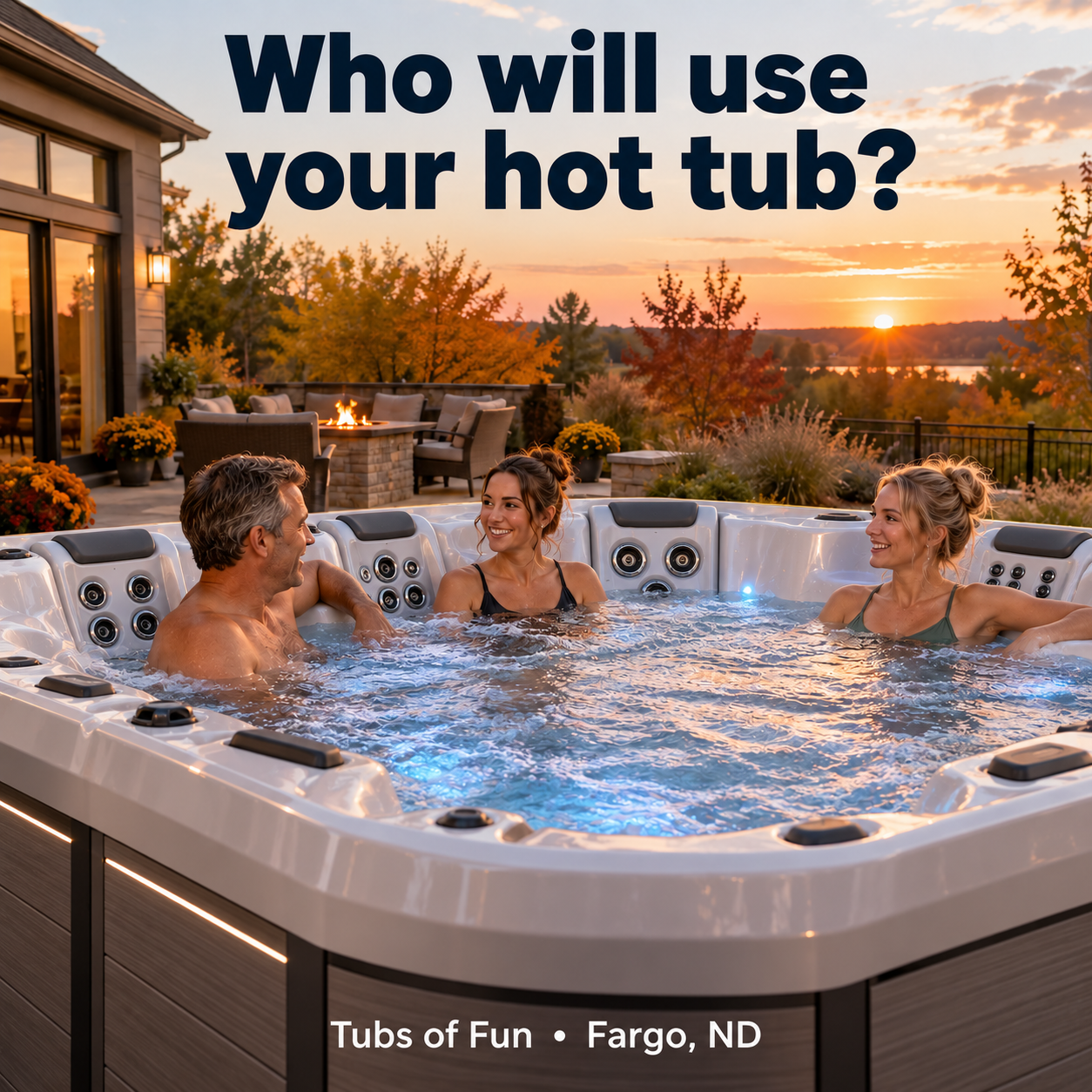 Friends and family relaxing together in a hot tub Friends and family relaxing together in a hot tub