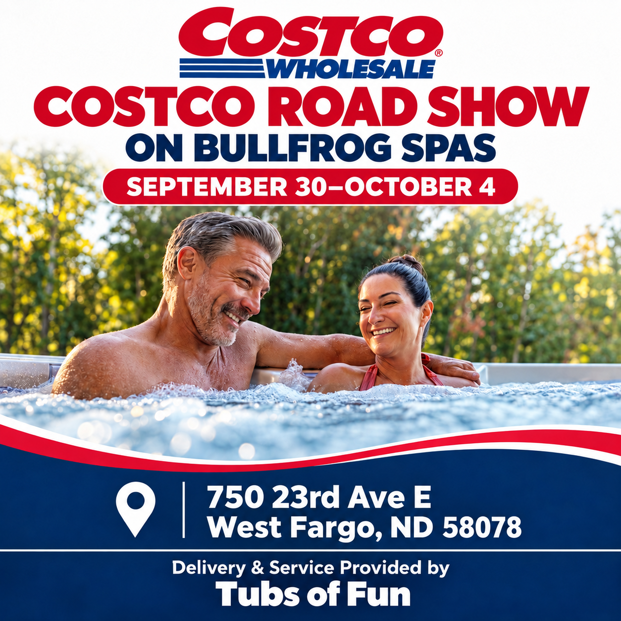 Costco Road Show featuring Bullfrog Spas September 30 through October 4 in West Fargo