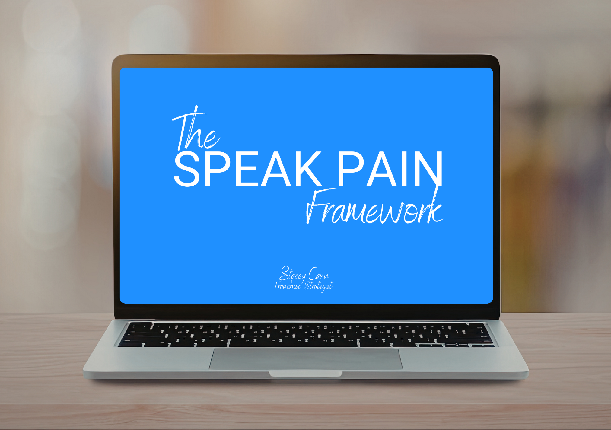 Speak Pain Framework on the laptop screen