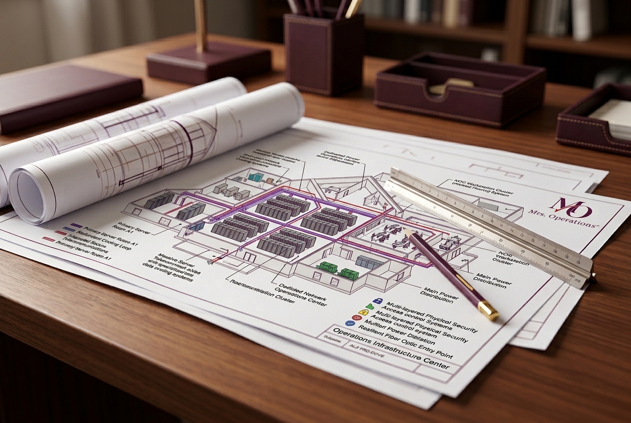 Operational blueprints on a desk