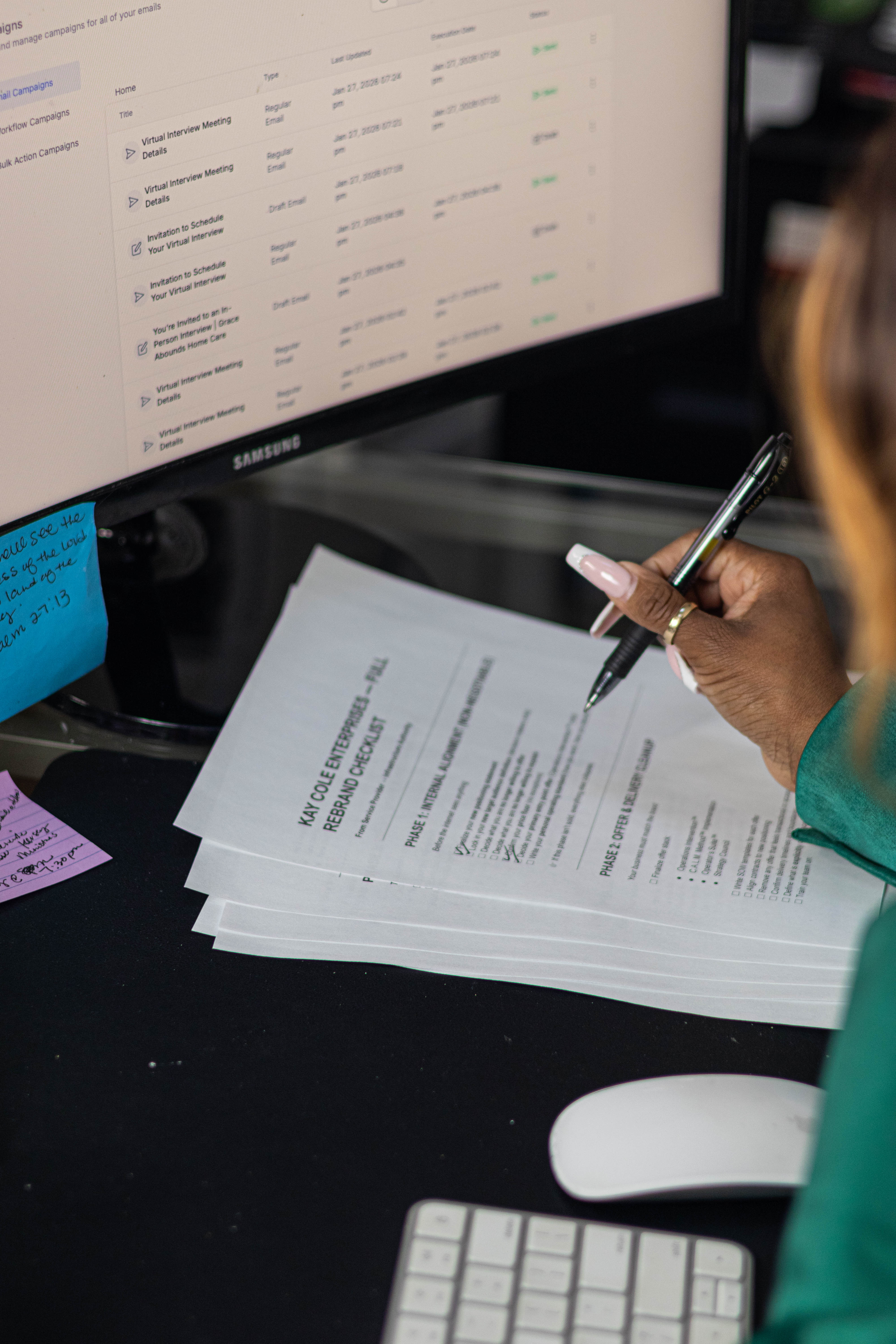 Operational blueprints on a desk