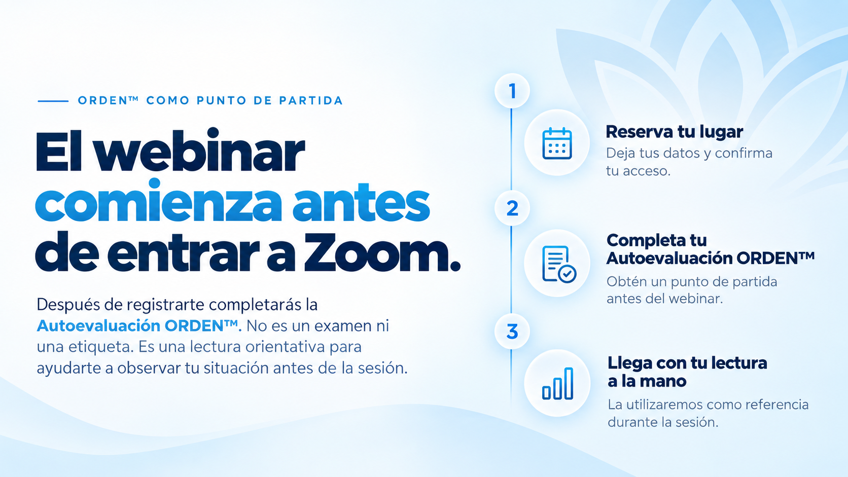 El webinar comienza antes de entrar a Zoom