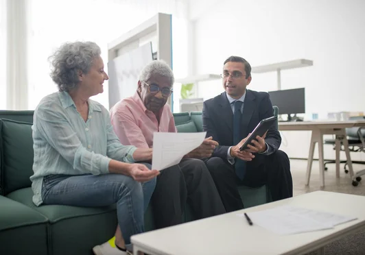 Senior couple meeting with an insurance agent
