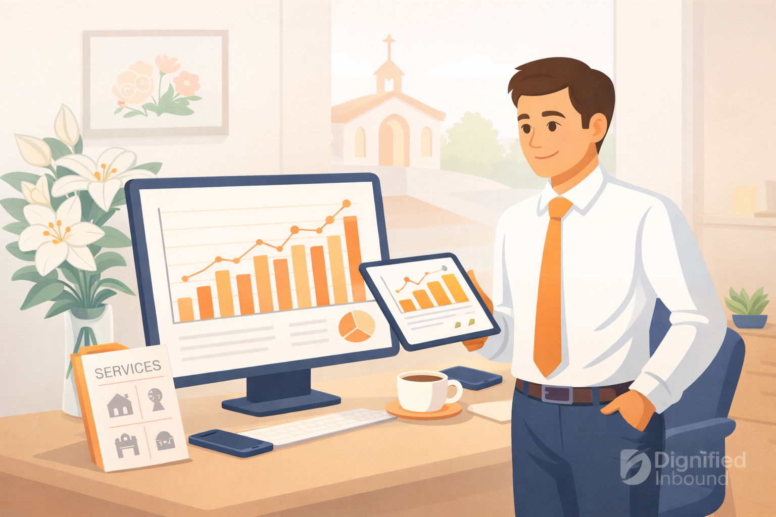 Image depicting a savvy funeral home owner that is capable of investing in their team and marketing Image depicting a savvy funeral home owner that is capable of investing in their team and marketing