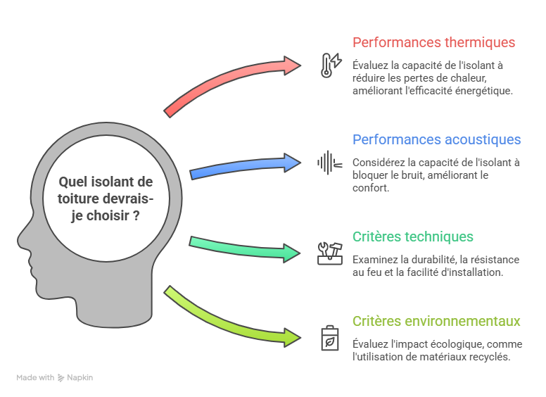 Infographie montrant les différents types d’isolants, leurs caractéristiques, critères de choix et erreurs à éviter pour une isolation de toiture efficace et durable. Infographie montrant les différents types d’isolants, leurs caractéristiques, critères de choix et erreurs à éviter pour une isolation de toiture efficace et durable.