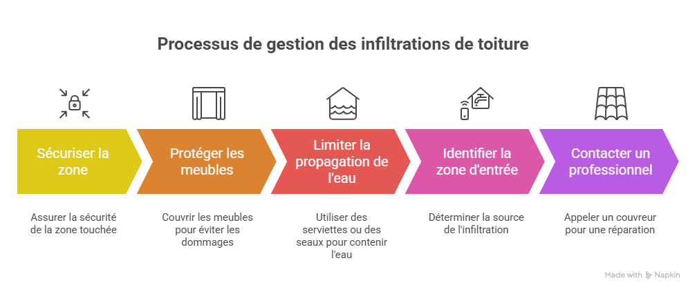 Réaction d’urgence face à une infiltration de toiture en été dans une maison