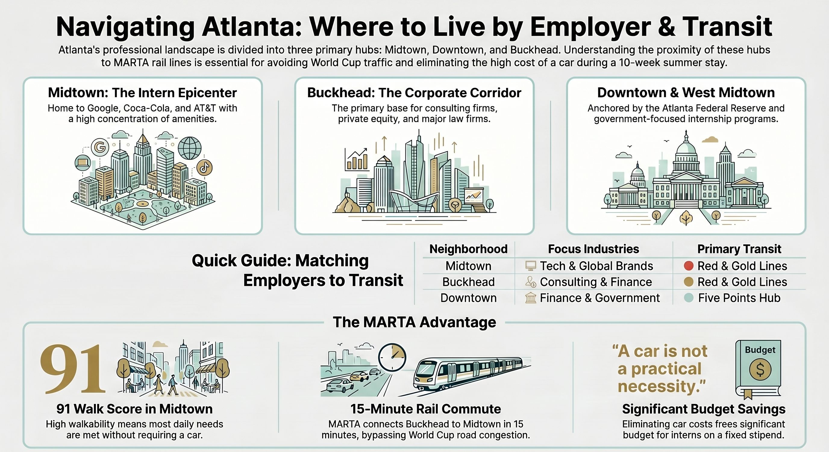 Where to live by employer &mdash; Atlanta neighborhoods and MARTA access for interns