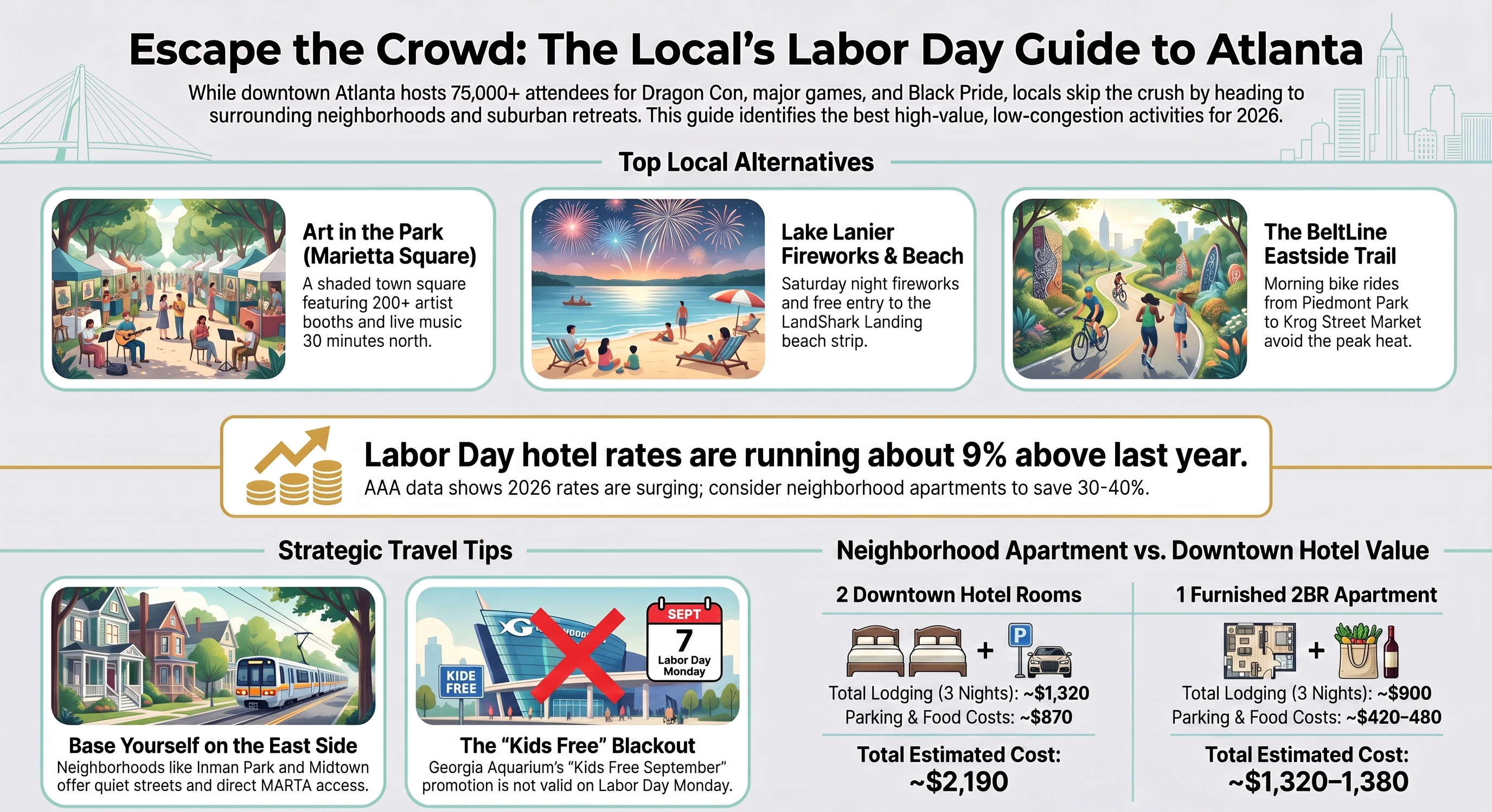 Labor Day weekend Atlanta 2026: where locals go to skip the downtown crowds, Art in the Park, Lake Lanier fireworks, BeltLine