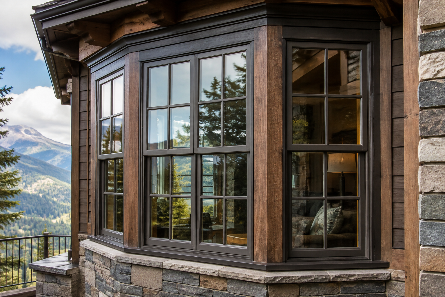 Multi pane bay window showing why pane count determines window cleaning cost
