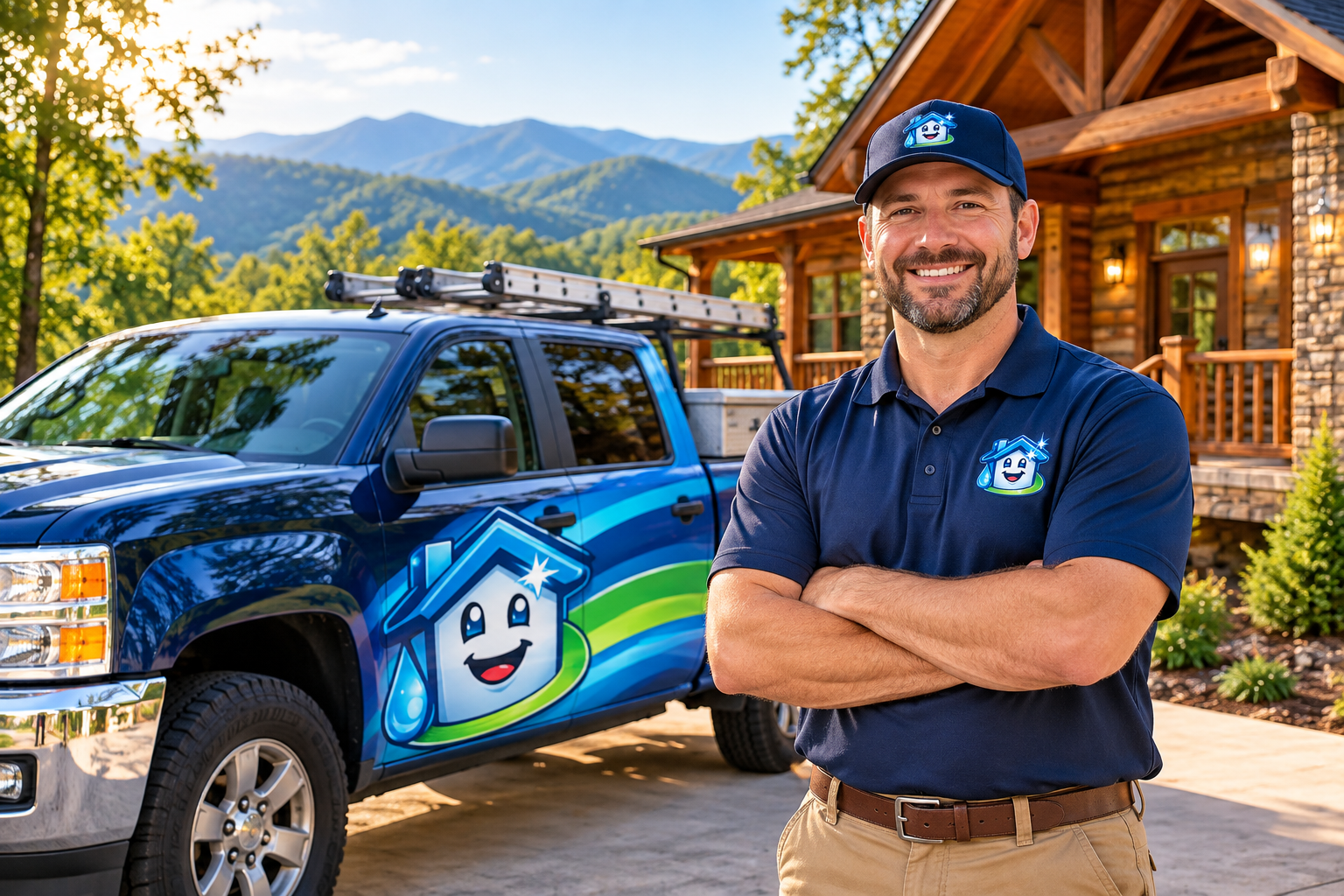 Total Cabin and Home owner at Smoky Mountain cabin maintenance visit.