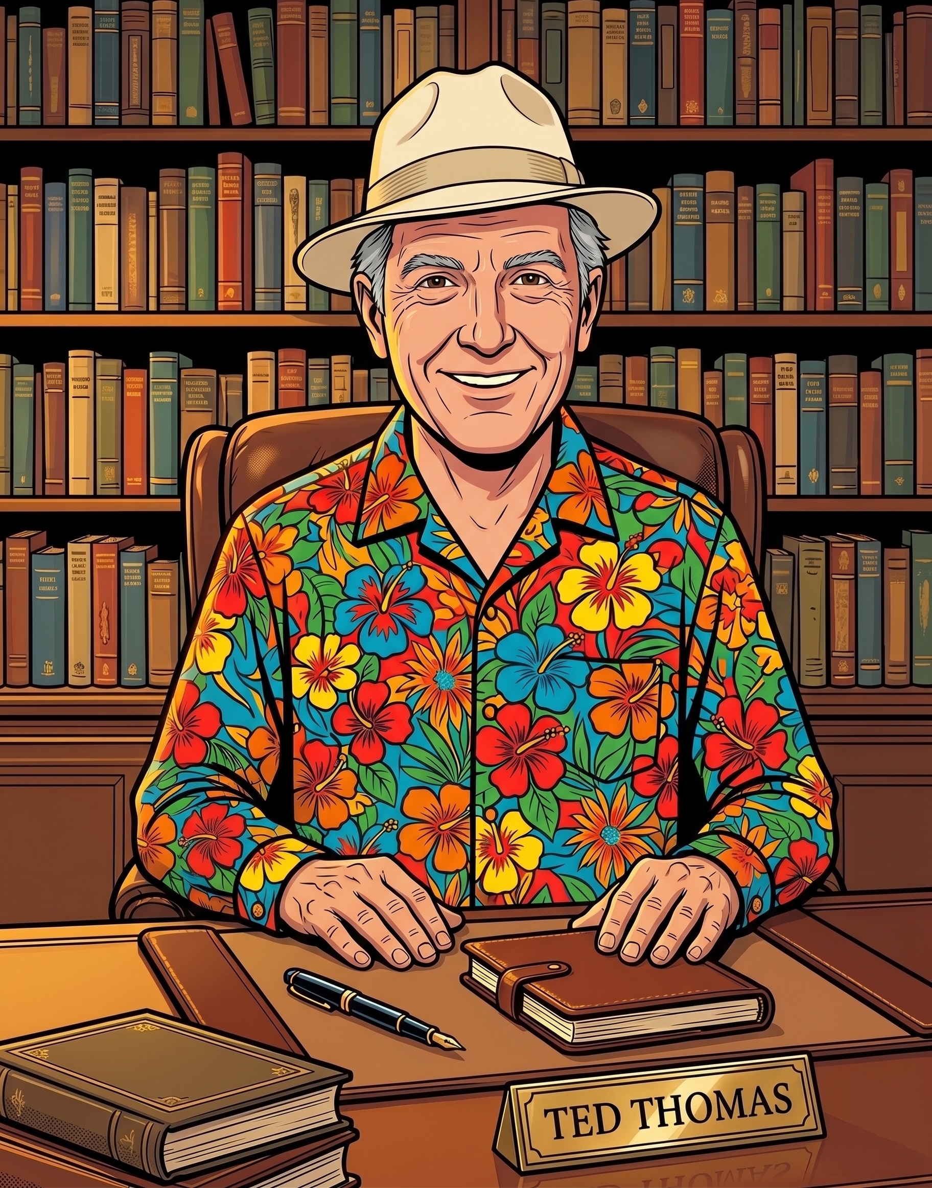 Ted Thomas, America's Tax Lien Certificate and Tax Deed Authority, in his signature floral shirt and fedora