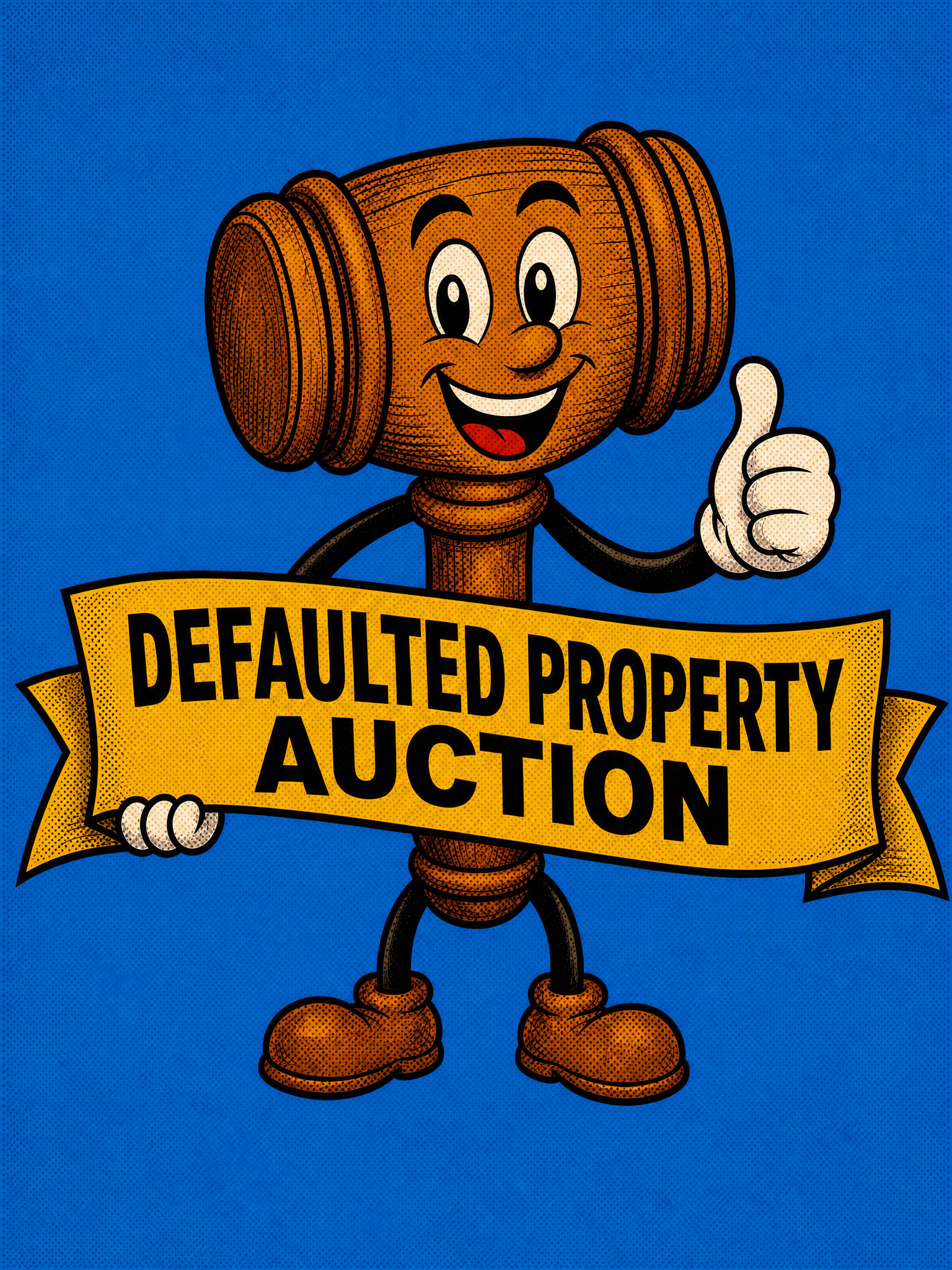 Gavel mascot - Defaulted Property Auction, thumbs up