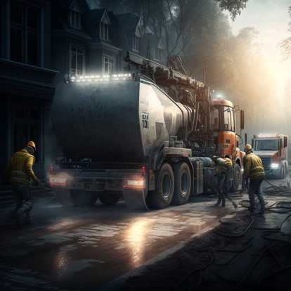 asphalt contractors paving a road