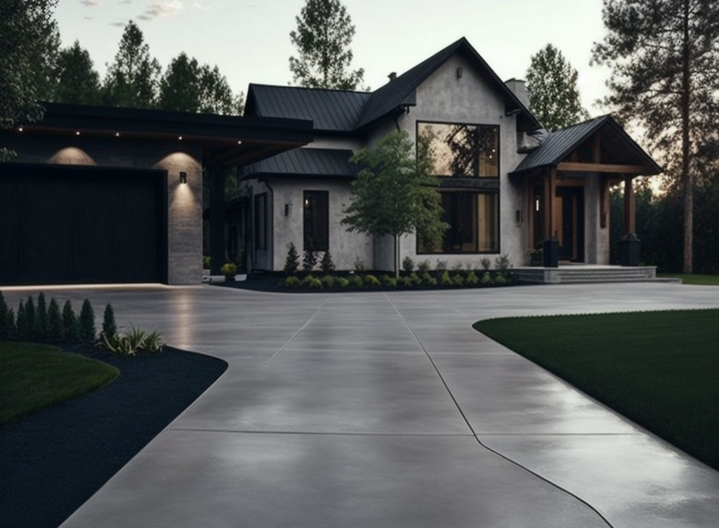 Concrete driveway of a residential home