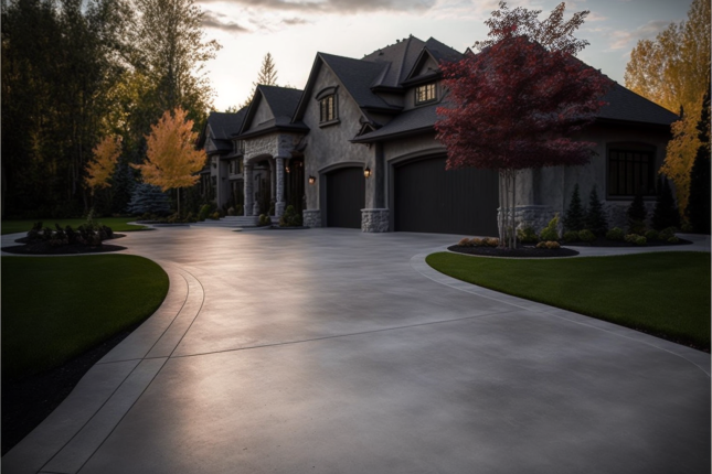 side shot of concrete driveway