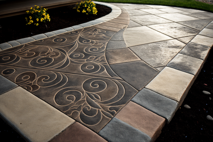 mixed stamped concrete design