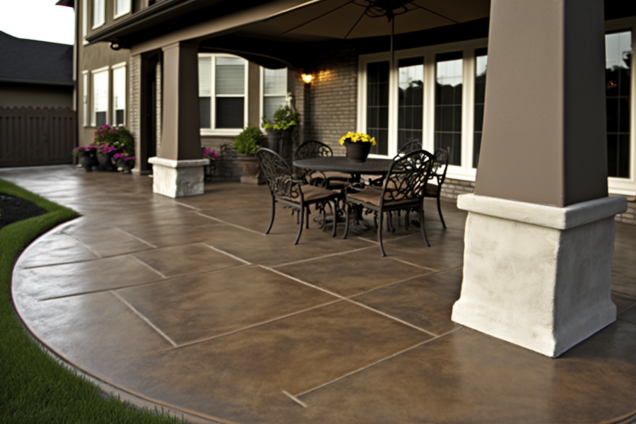 brown concrete patio