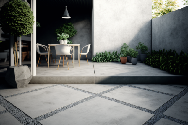 modern concrete patio
