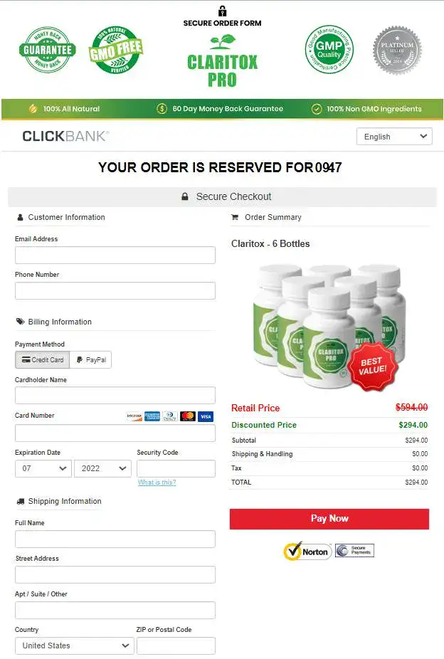 claritox pro order form