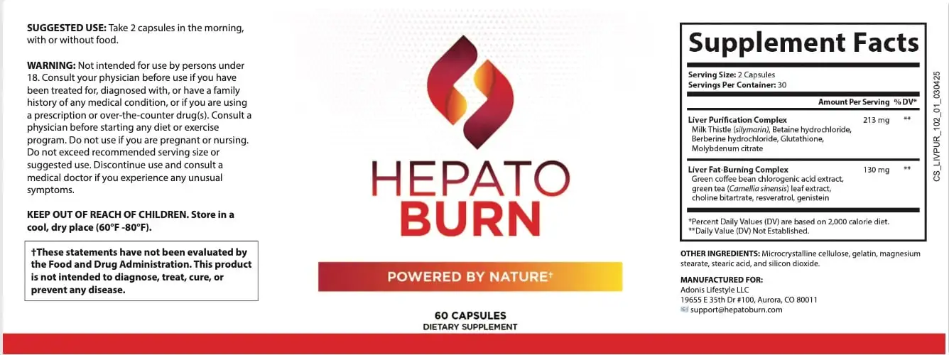 hepato burn ingredient label