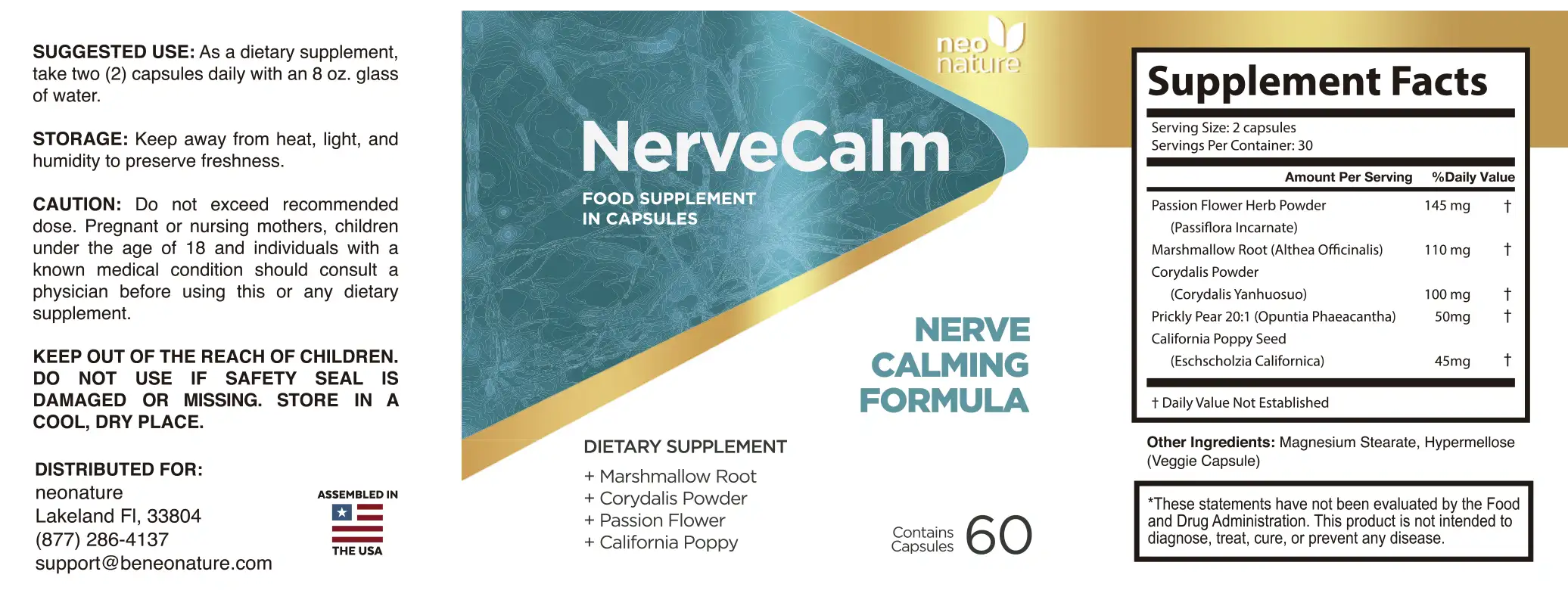 nerve calm ingredient label