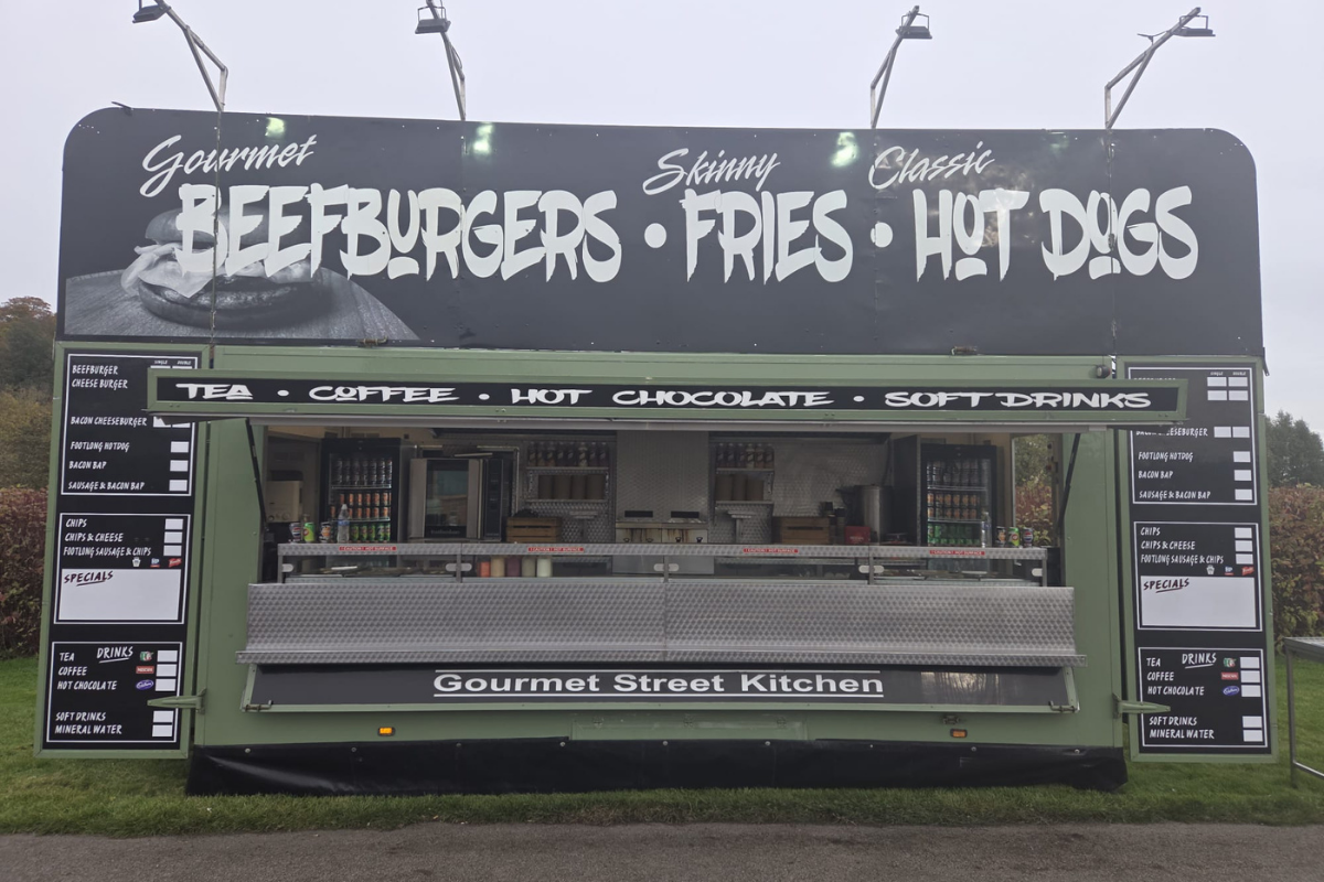Country fair food area served by a mobile food unit