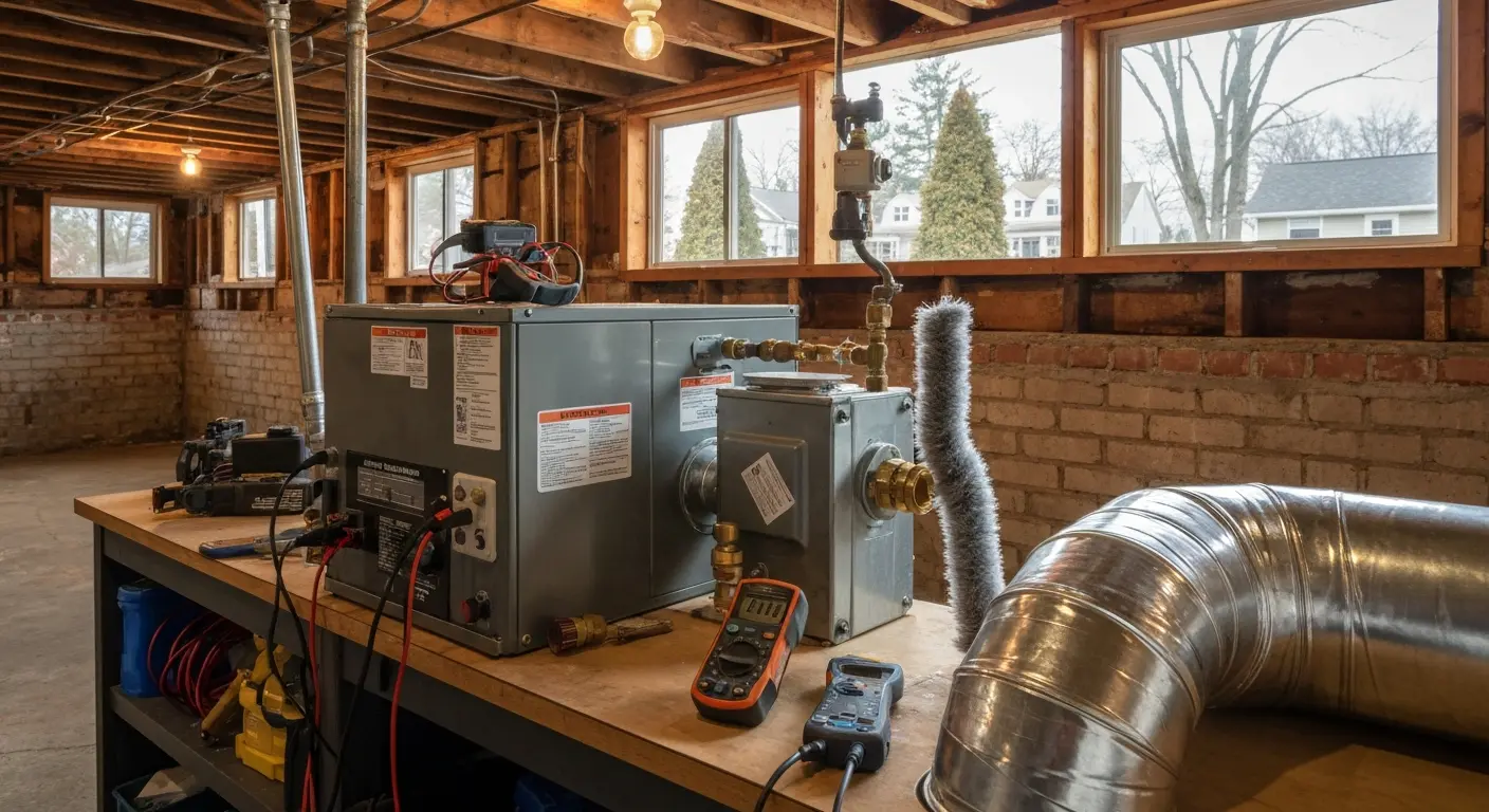 HVAC maintenance technician checking system