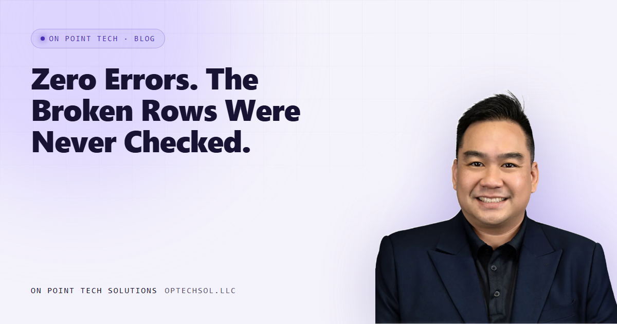 Our Checker Said Zero Errors, And The Rows It Was Checking Did Not Exist