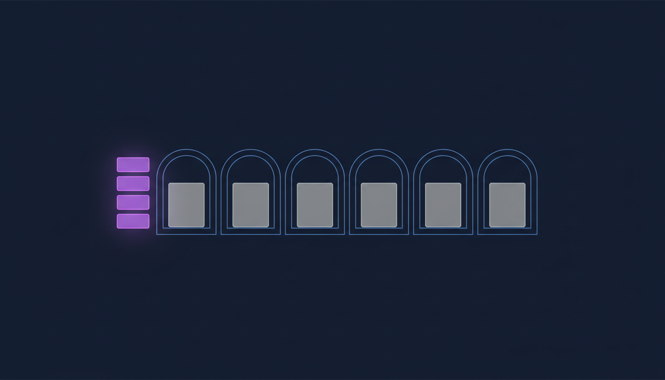 Every docking bay filled with inert grey blocks while new work waits in a queue