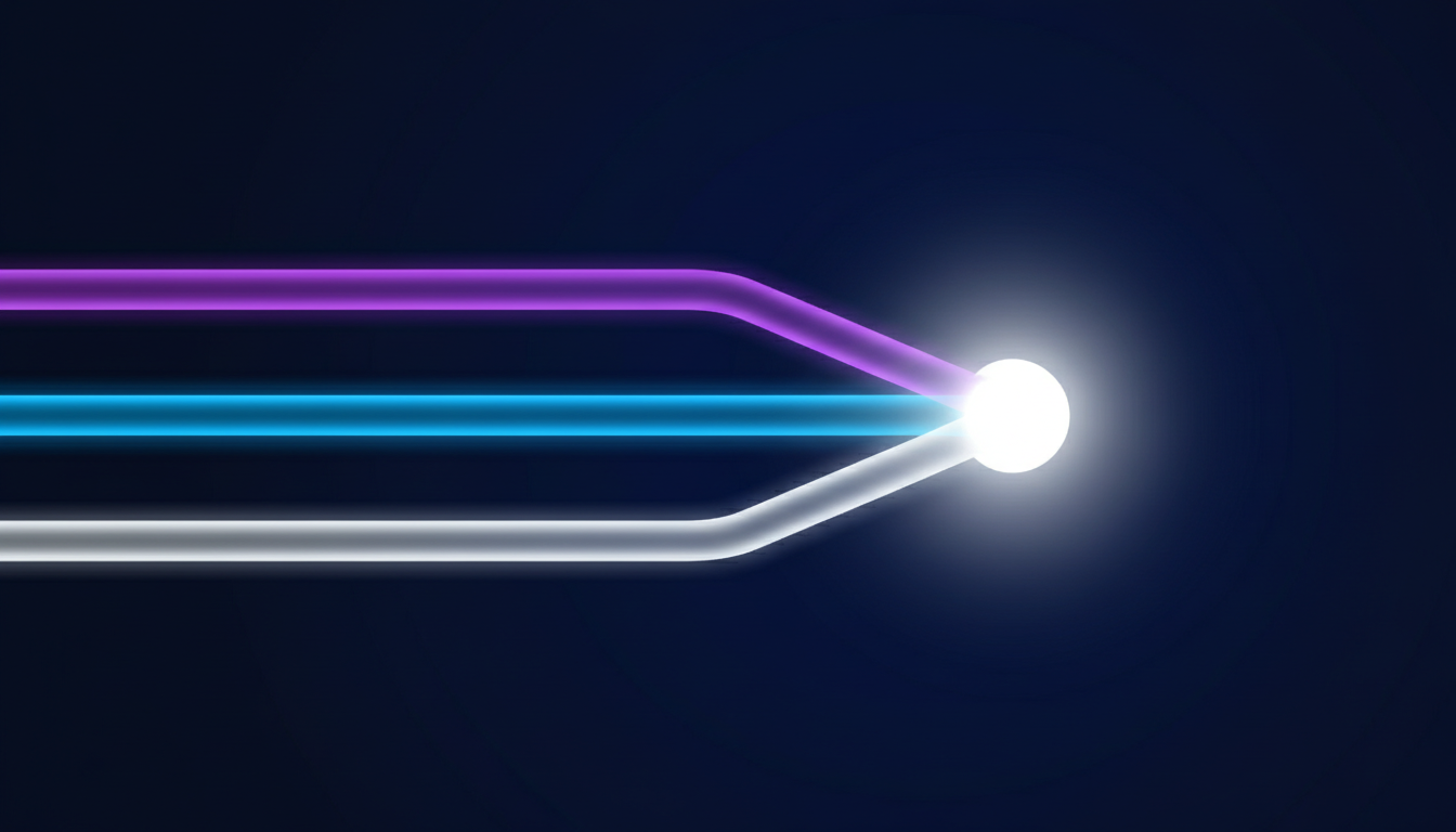 Three distinct signal streams converging into a single capture node