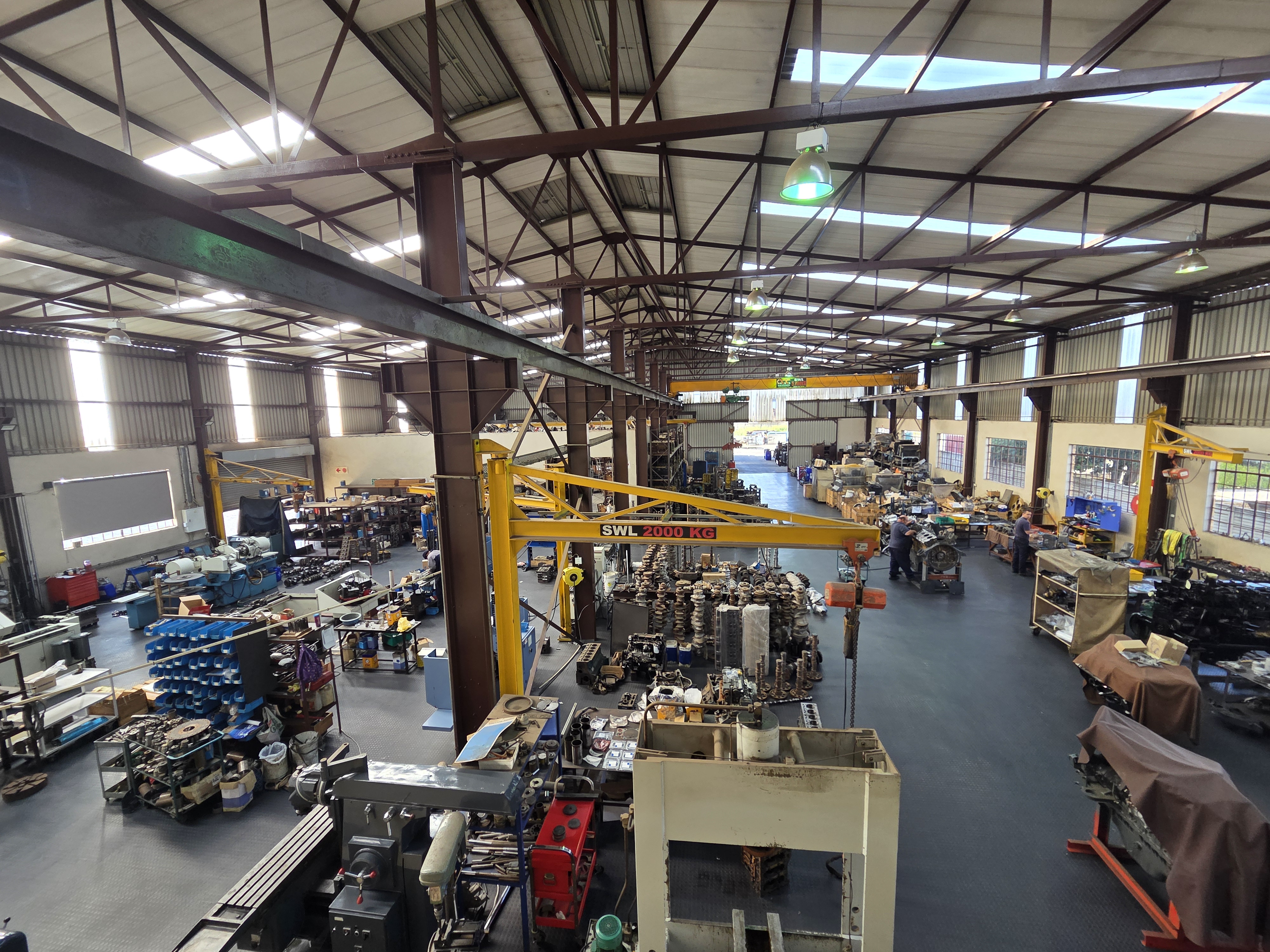 Workshop interior — engine servicing